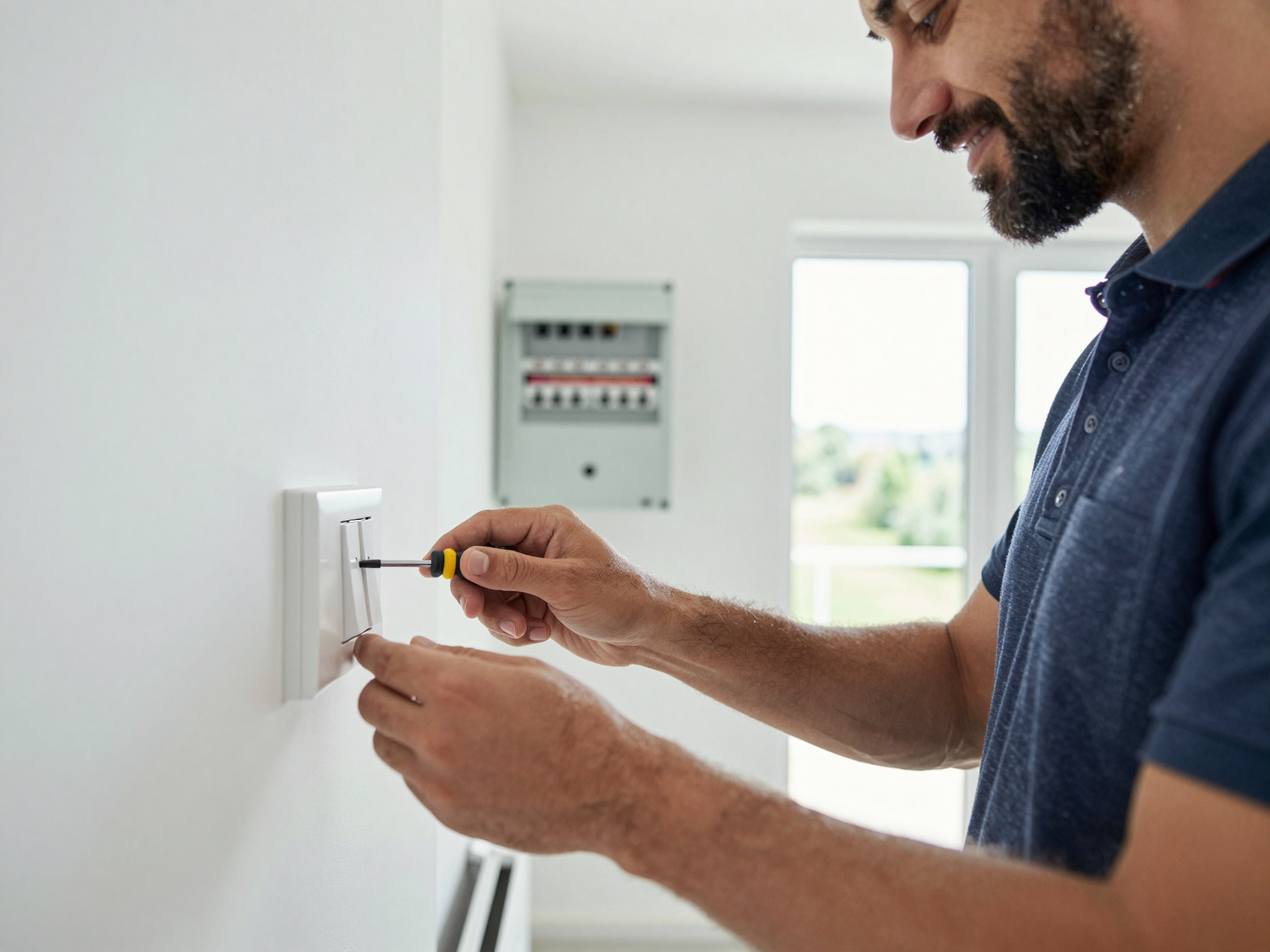 Newly installed electrical outlet and panel